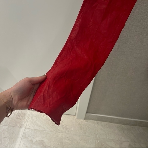 Zadig and Voltaire Phlame Pants Crinkled Leather in Red- Size 36; Like New - Picture 6 of 13